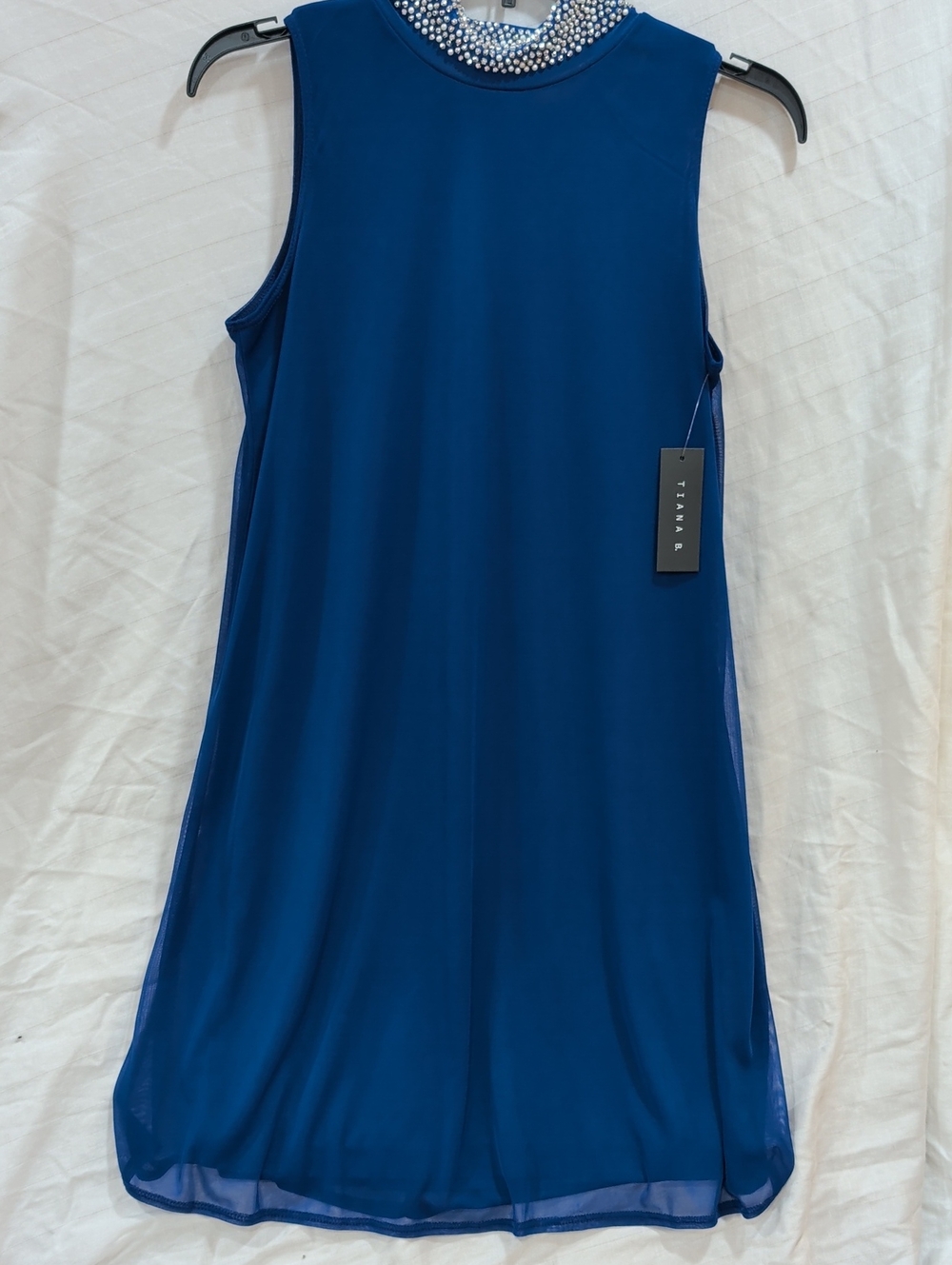 Tiana B. Cobalt Blue Sleeveless Jewel Collar Mini Dress Size S